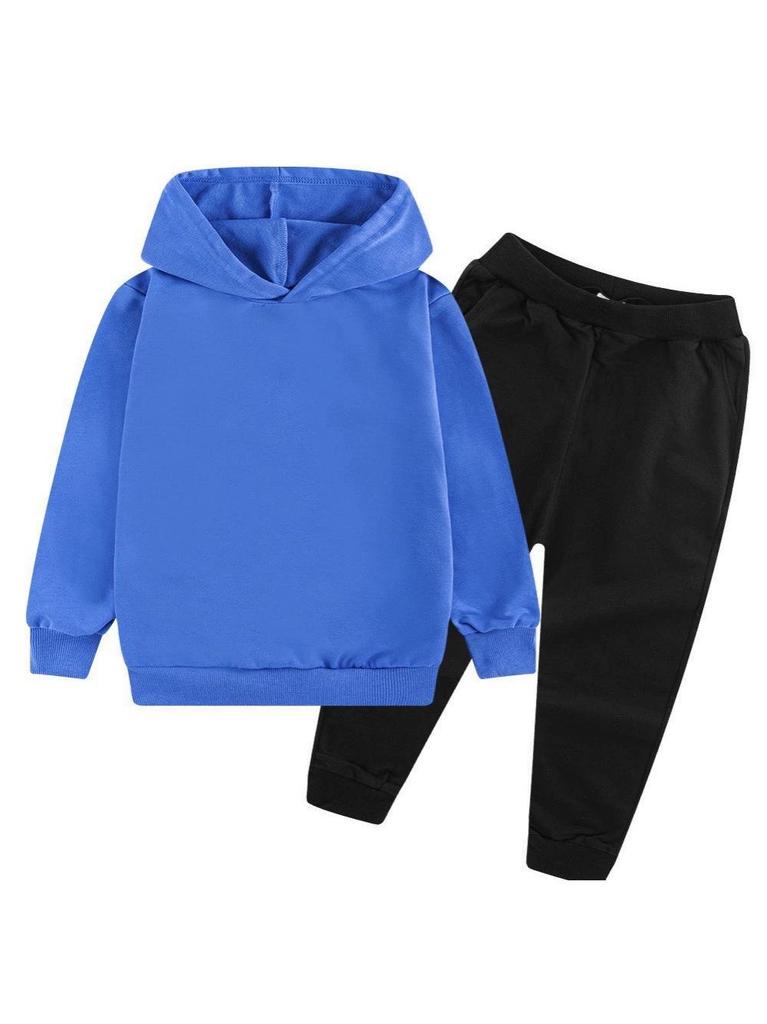 Solid Color Fashion Casual Children's Hoodie Sweatshirt Set for Autumn and Winter