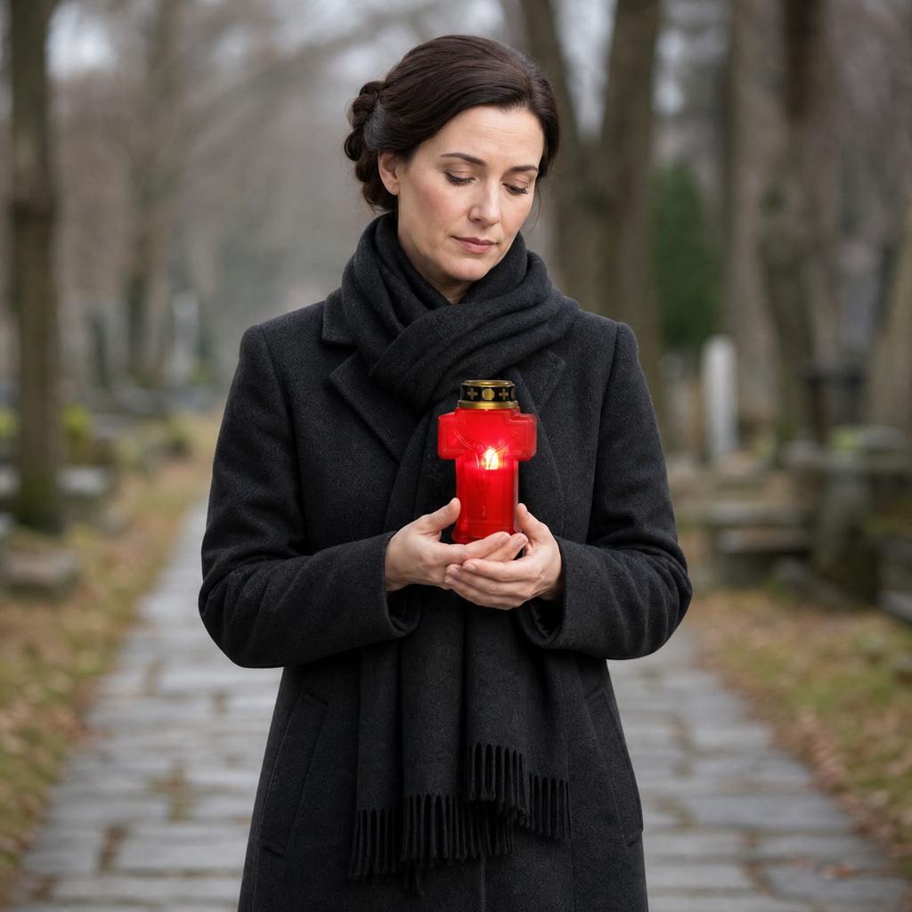 Plastic Battery Operated Cross Shaped Religious Candle Lamp for Church and Cemetery Decoration