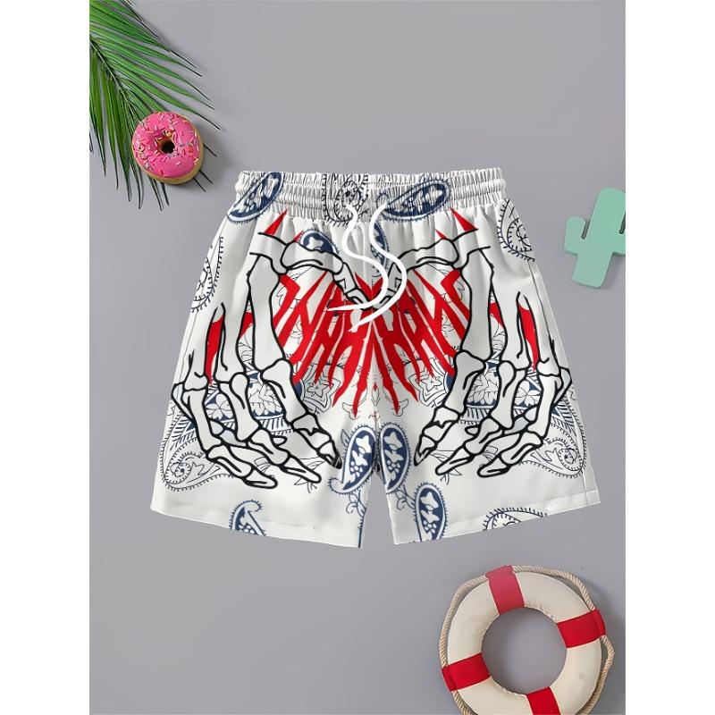 

Hawaiian style beach shorts worn outside casual shorts blue and green gradient coconut tree print shorts M