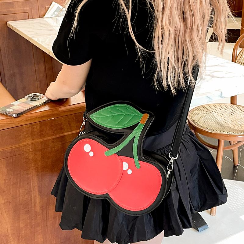 Kawaii Fashion Cherry Shape Clutch Bag Ladies Small Capacity Waterproof Red Fruit Crossbody Bags For Women Creative PU Shoulder Pouch Purse