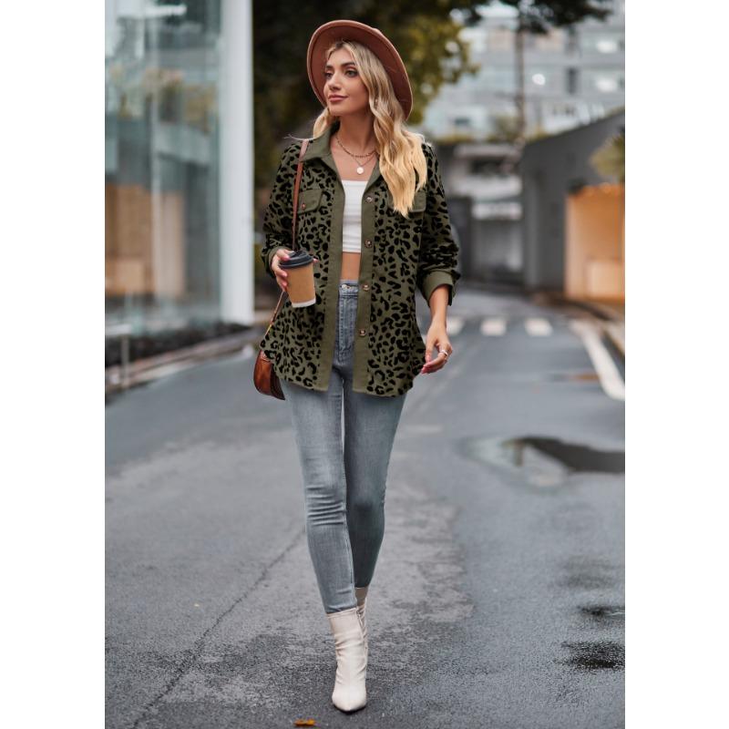 Autumn New Women's Leopard Print Long-sleeved Jacket Coat for Women