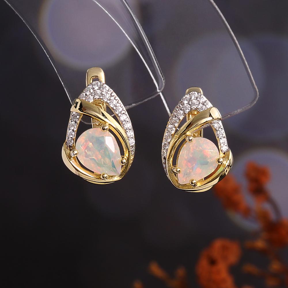 Gorgeous 925 Sterling Silver Earrings Natural Colorful Pear 6*8mm Opal October Birthstone Fine Jewelry for Women's Party Gifts