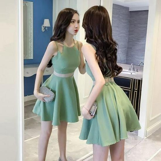 2026 New Women s Sexy Korean Style Backless Slimming Spaghetti Strap Summer Dress S (35-45 kg)