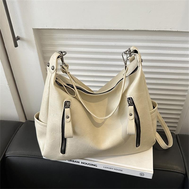 Retro Luxury Matte Pu Leather Tote Large Capacity Shoulder Bags Handbag Women Commute Casual Crossbody Bags  Hobos Purse