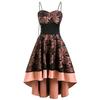 Damen Vintage Gotisches Spitze Abschlussballkleid Spaghettiträger Herz Ausschnitt Korsett Schnürung Hoher Niedriger Saum Ausgestellt A-Linie Abendparty Cocktail Formelles Kleid
