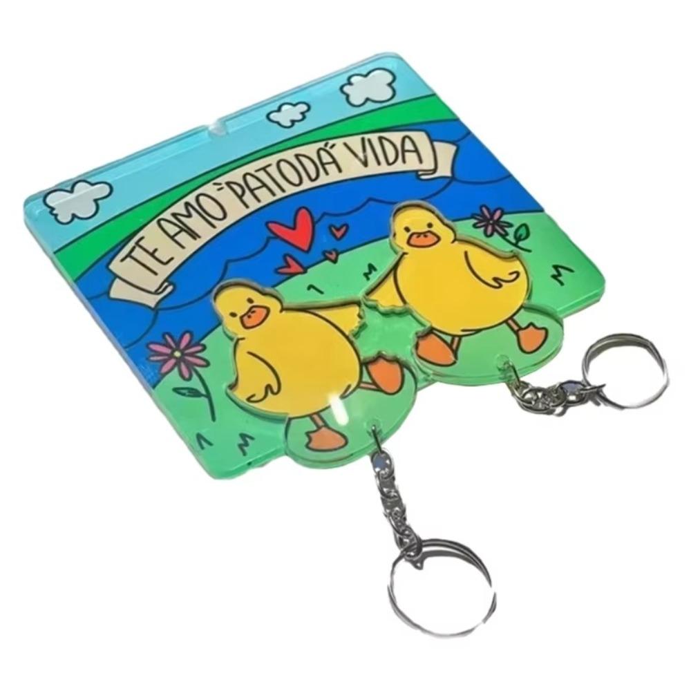 

Valentines Day Present Couple Keychain Duck Shaped Bag Charm For Lovers Handmade
