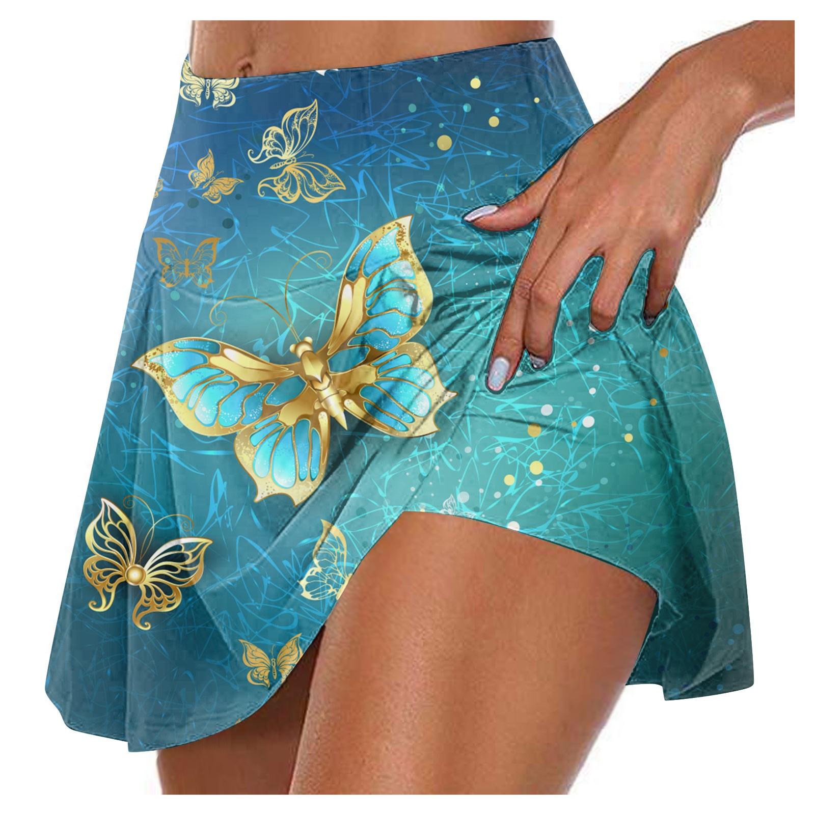 

Женские спортивные эластичные плиссированные теннисные юбки для бега, йоги, внутренние шорты, эластичные спортивные шорты для гольфа XXXXL небесно-голубой