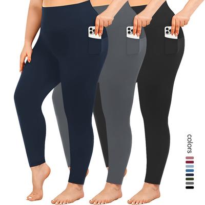 Dámské legíny na jógu nadměrné velikosti, Fitness, Mléčné hedvábí, Styl s kapsami, Vysoký pas, Zvedající hýždě, Sportovní legíny
