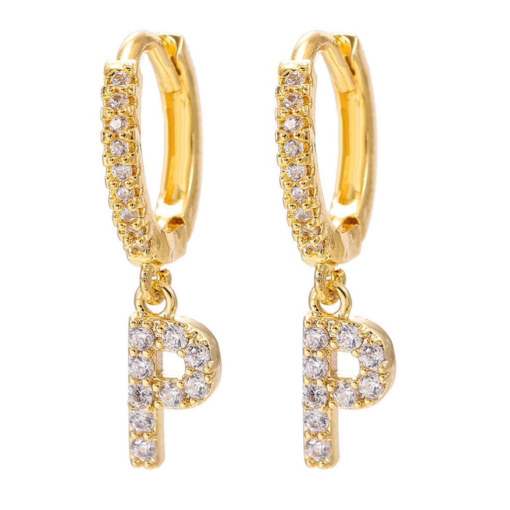 A Pair Of Zircon Earrings With Letters