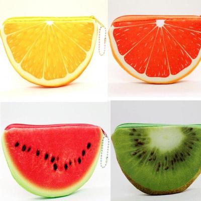 Coin Purse Plush Half Circle Simulation Watermelon Orange Key Bag 1pcs