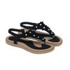 New Bohemian Sandals Women's Casual Rhinestone Women's Shoes Flat Sandals Toe Fashion