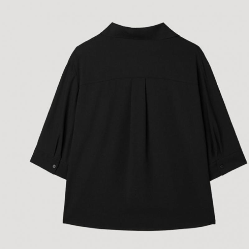 [She S miSS] Open Collar Slit blouSe SwwStp22020 Bk