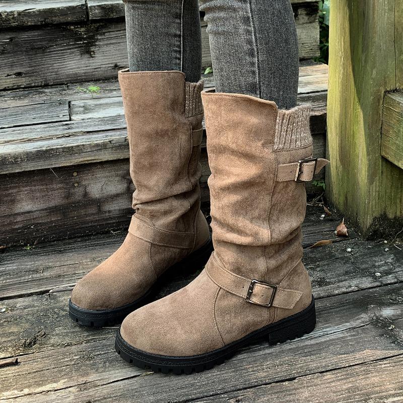 Autumn and Winter Korean Fashion Comfortable Women's Boots Mid Top Boots Thick Bottom Mid Heel Western Cowboy Boots Wholesale