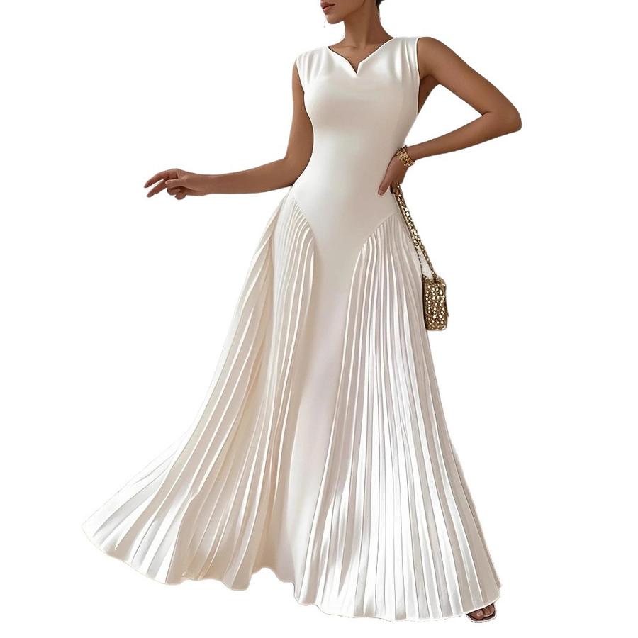 New Elegant A-Line Ruched Waist Long Dress Evening Gown Women's Clothing