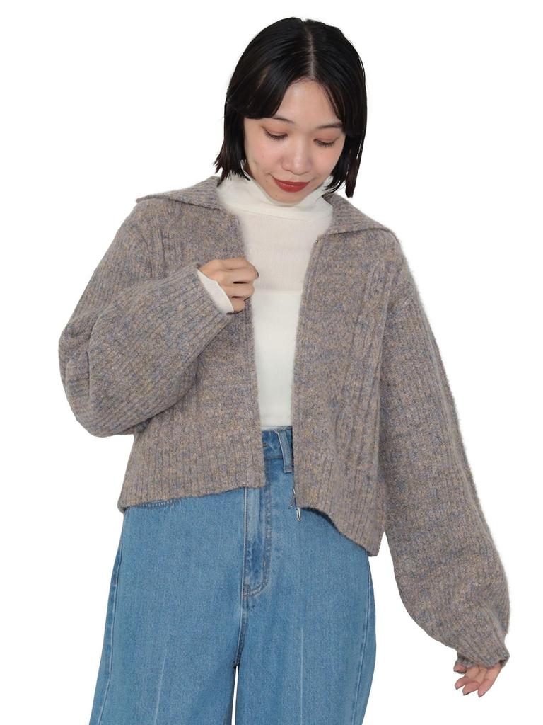 Knit Color D Zip KT PINK ONE SIZE [Beams Heart] L/S o/BIG Women's