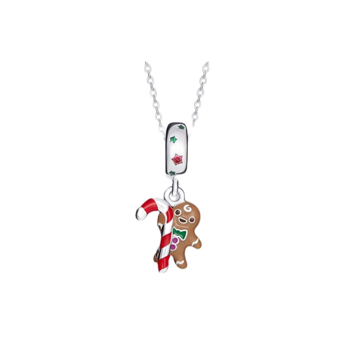 Pandora 925 Silver Cute Gingerbread Man Necklace Set Women necklace ZT2166