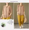 2026 Korean-Style Plus Size Slimming Retro Print Cotton-Linen Two-Piece Summer Set for Women