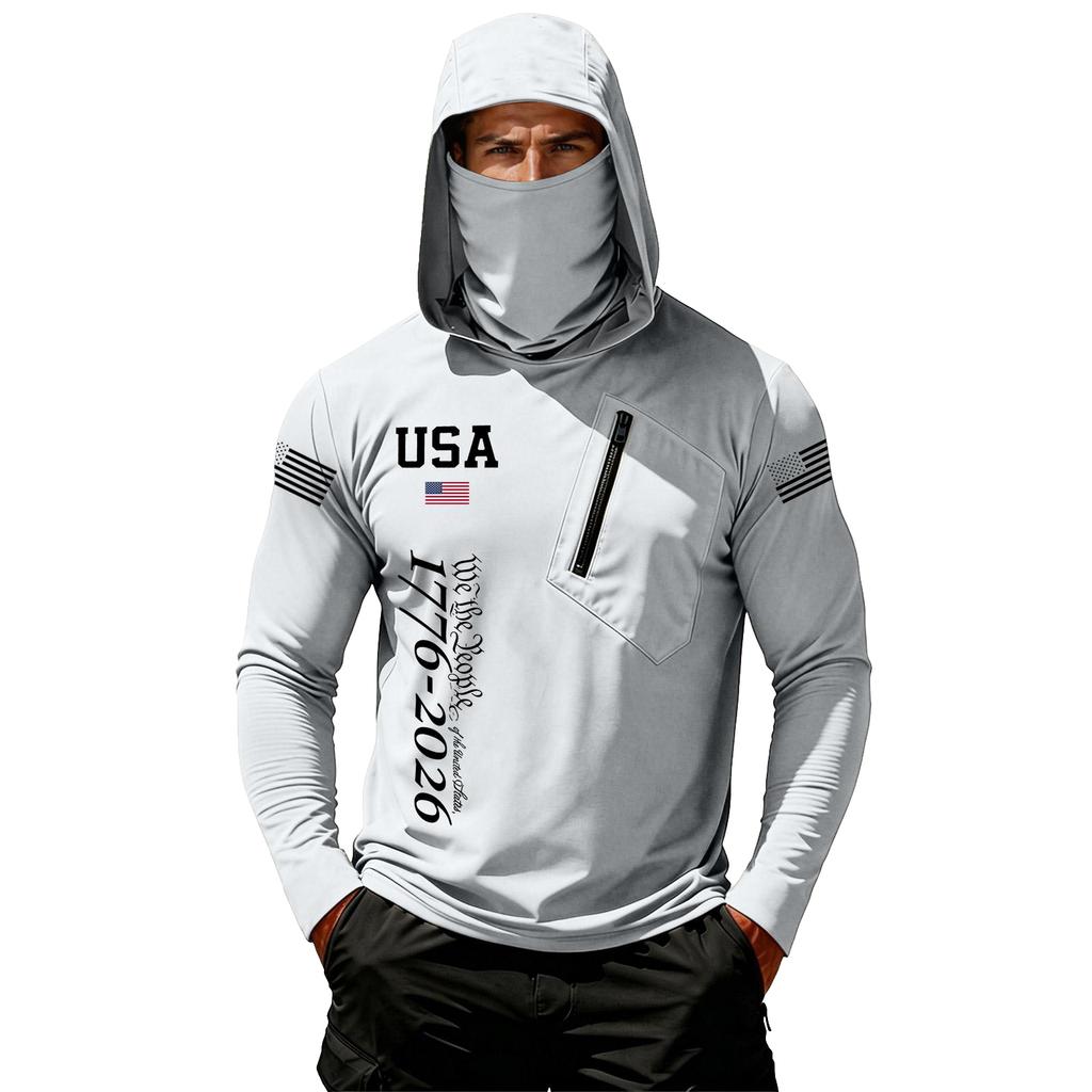 Camiseta Casual con Capucha de Manga Larga para Hombre con Protección Solar