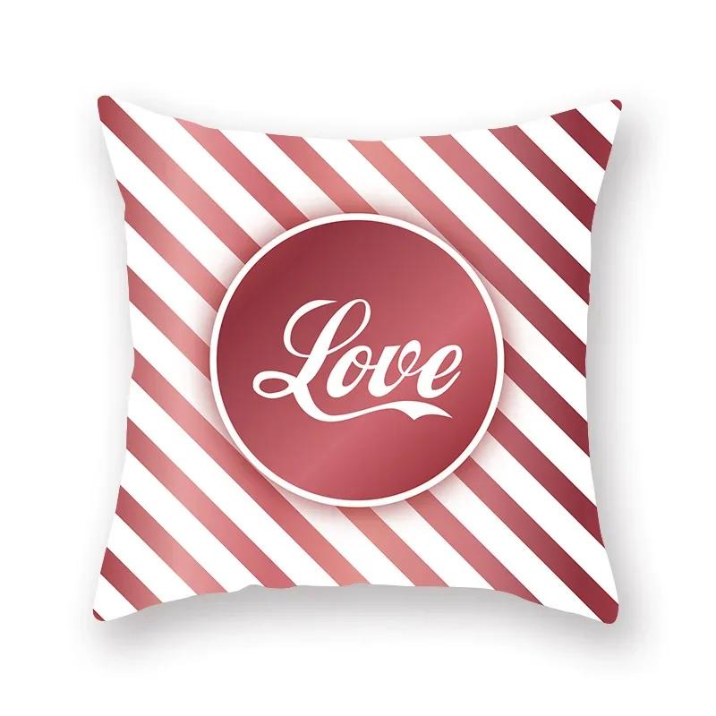 Cute Pink Red Heart Print Home Decor Pillow Sofa Cushion Cover Valentine's Day  Pillowcase