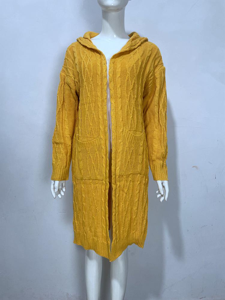 Autumn/Winter 2025 Women's Hooded Cardigan with Pockets - European and American Style Knitted Sweater