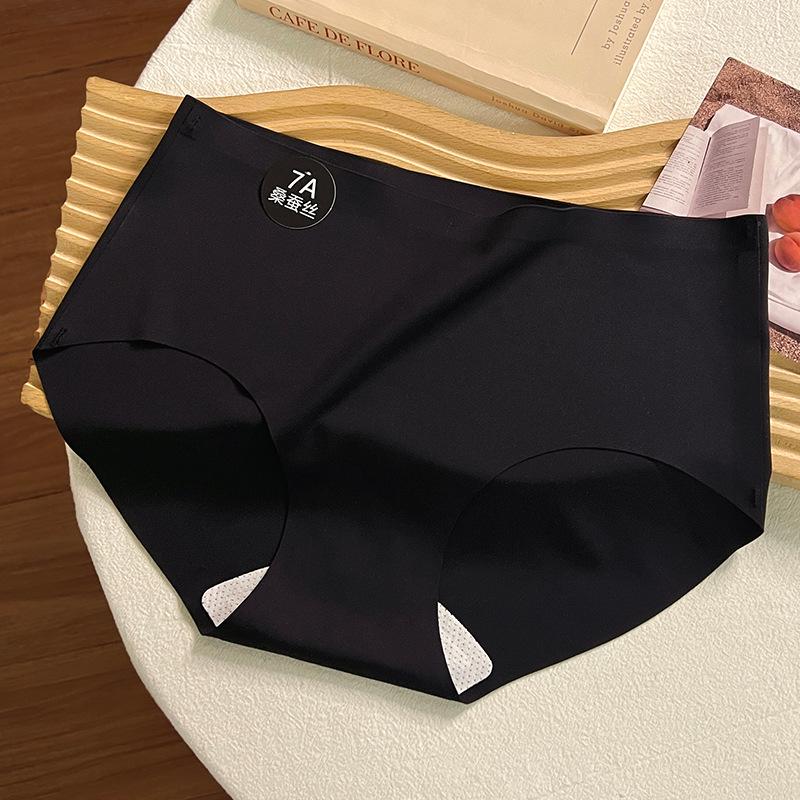 

Women s Seamless Ice Silk Panties - Comfortable, Breathable, High Elastic Mid-Waist Briefs with Mulberry Silk Crotch M