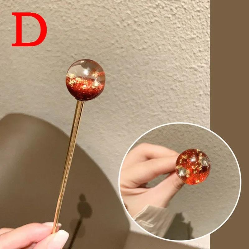 New Sparkling Starry Sky Hairpin Simple Temperament Gold Foil Lollipop Hairpin Elegant Hair Accessories Girls Jewelry Headwear