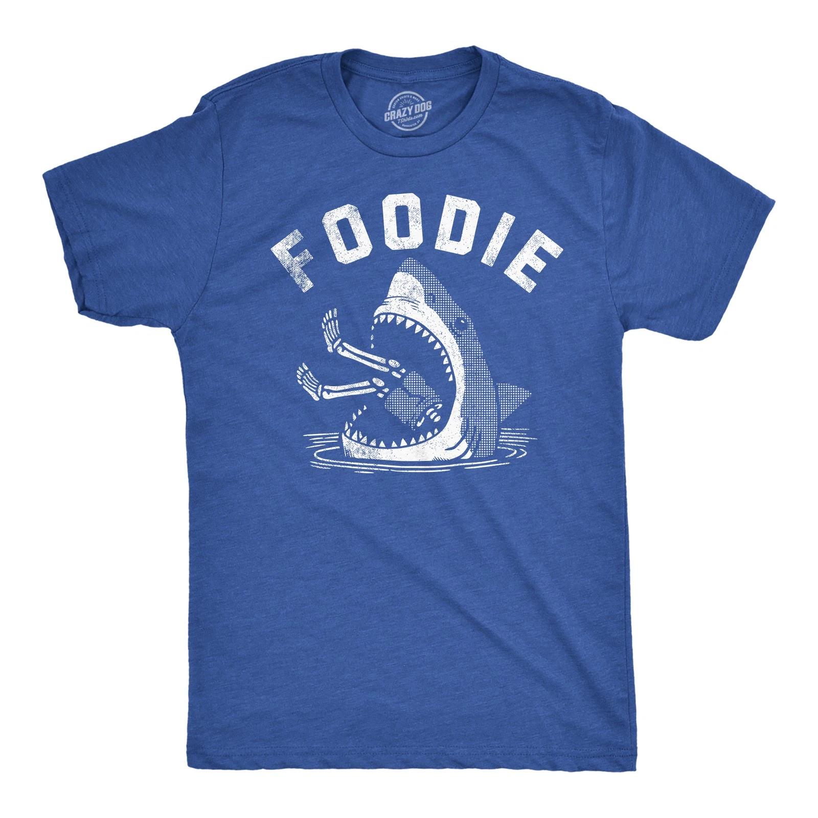 Mens Funny T Shirts Foodie Sarcastic Shark Attack Graphic Novelty Tee for Men L