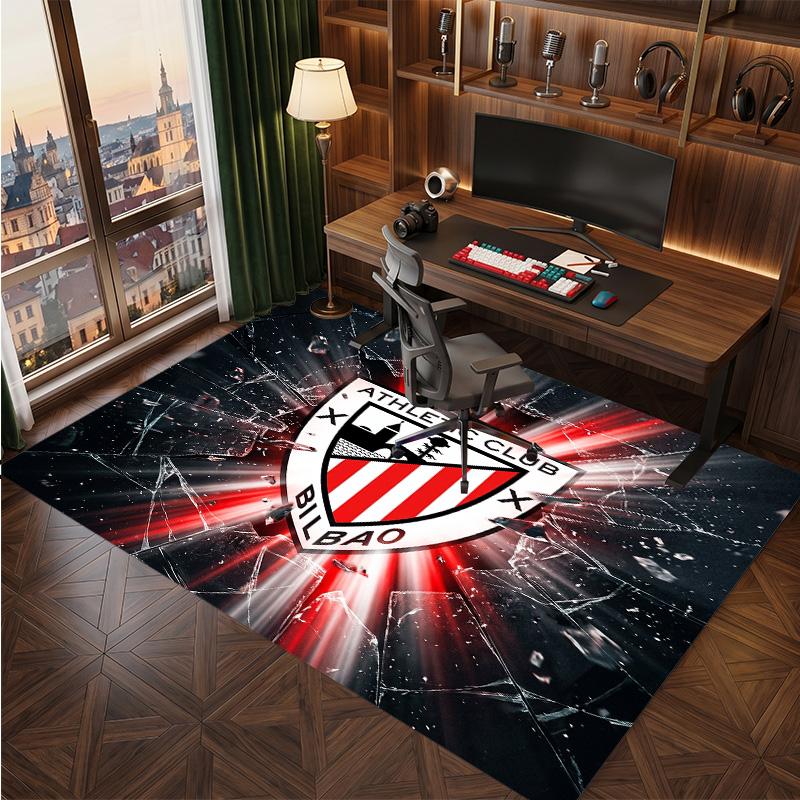 Athletic Bilbao Football Print Crystal Velvet Rug, Comfortable Water Absorbent Non Slip Indoor Floor Carpet