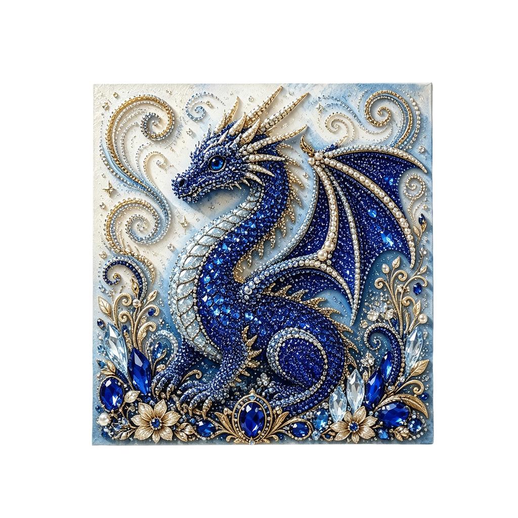 Dragon Rhinestone Art Painting Kit Blue Dragon, DIY Diamond Painting 3D Art Home Decoration