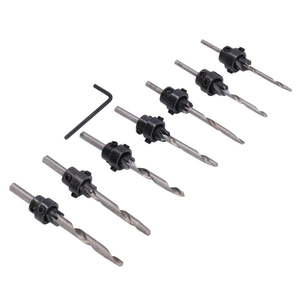 Adjustable Collars Tapered Countersink Bit Set High Speed Steel Wood Pilot Hole Set  Woodworking