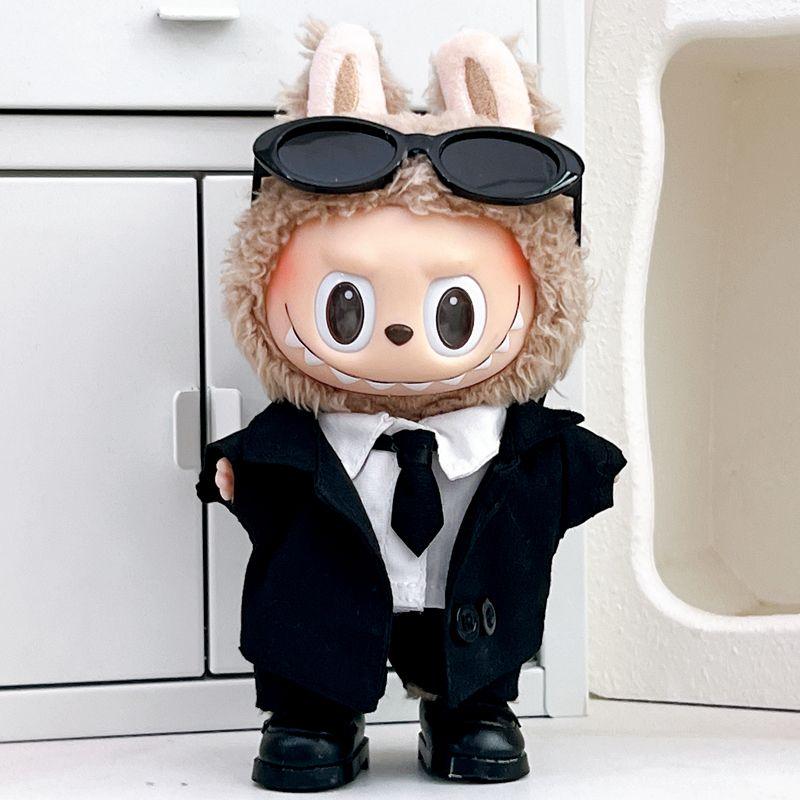 Labubu Black Suit Sunglasses Leather Shoes Clothes Set Doll Doll Clothes Doll Clothing