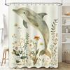 Stylish Dolphin Floral Shower Curtain Waterproof Fabric Bath Decor For Home Decoration
