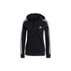 Adidas Side Stripes Sports Knitted Fabric Fleece Lined Hood Jacket Winter Women's Black GM5567