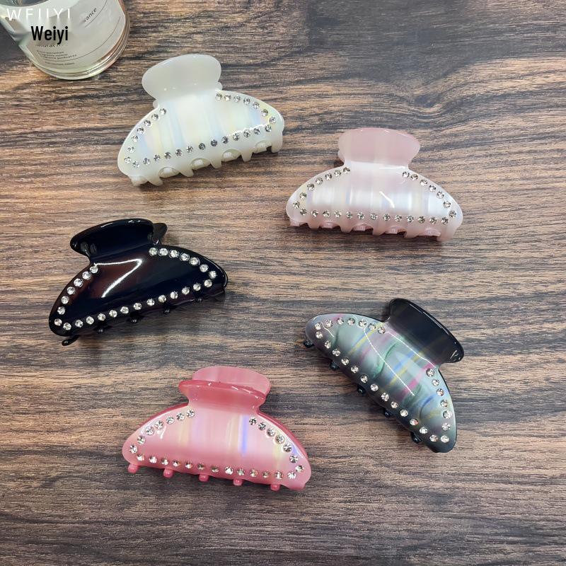 French Rhinestone Acrylic Claw Clip for Women - Elegant Bun and Hair Accessory