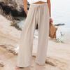 2023 Trendy Wide-Leg Elastic Waist Solid Color Casual Pants