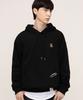 [Unisex] Small Bear Embroidered Smile Hoodie_Black