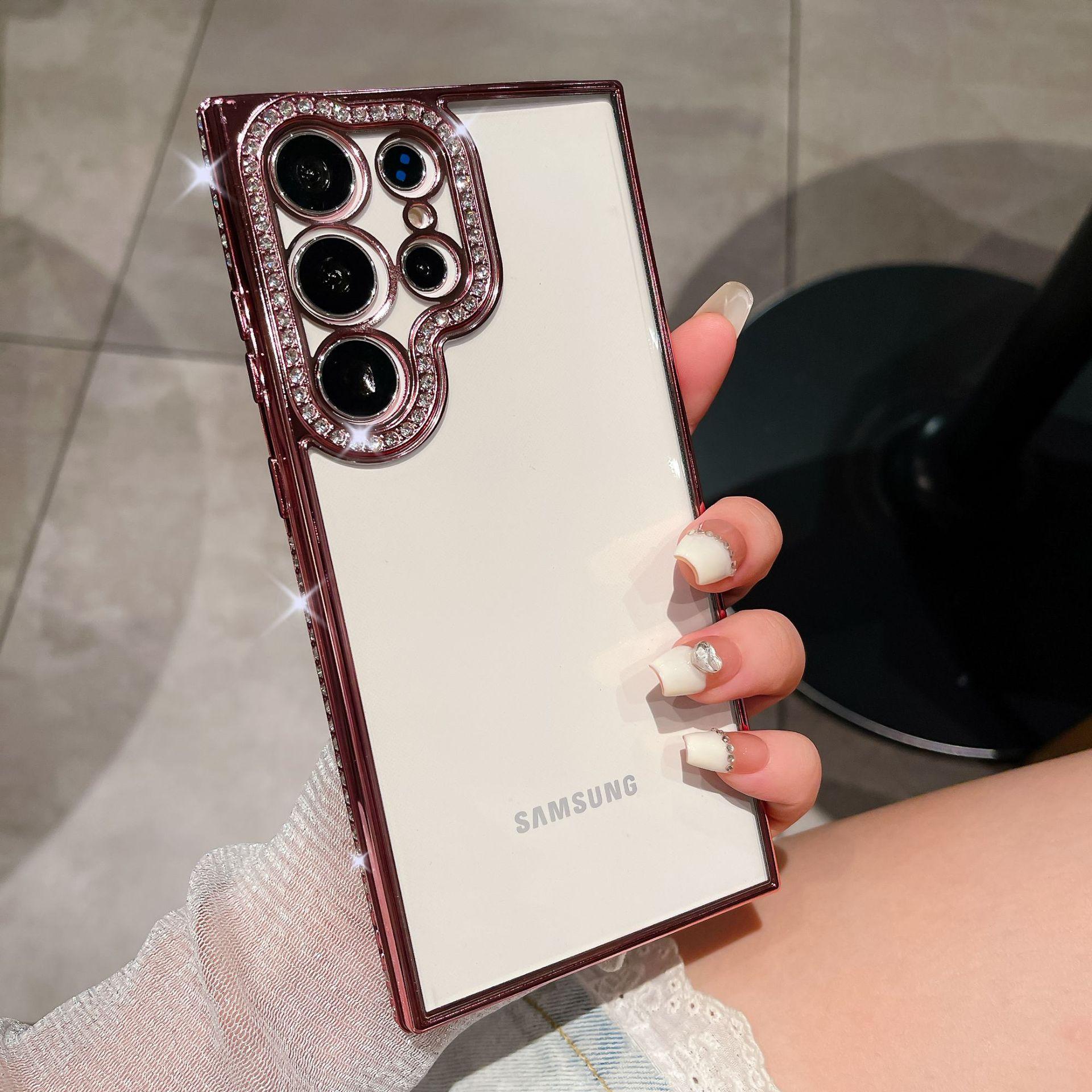 

Подходит для Samsung S23Ultra Водяной бриллиантовый блестящий чехол для телефона S24 Гальванизированный A12 Полный пакет A05s Защитный чехол для женщин A15 Galaxy A23 розовый