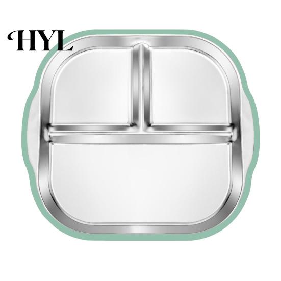 Silicone Sleeve Toddler Plate Stainless Steel with Suction Base 3-Compartment Baby Mess-free Mealtime Set Bowl Non-Slip Grip Unbreakable Metal