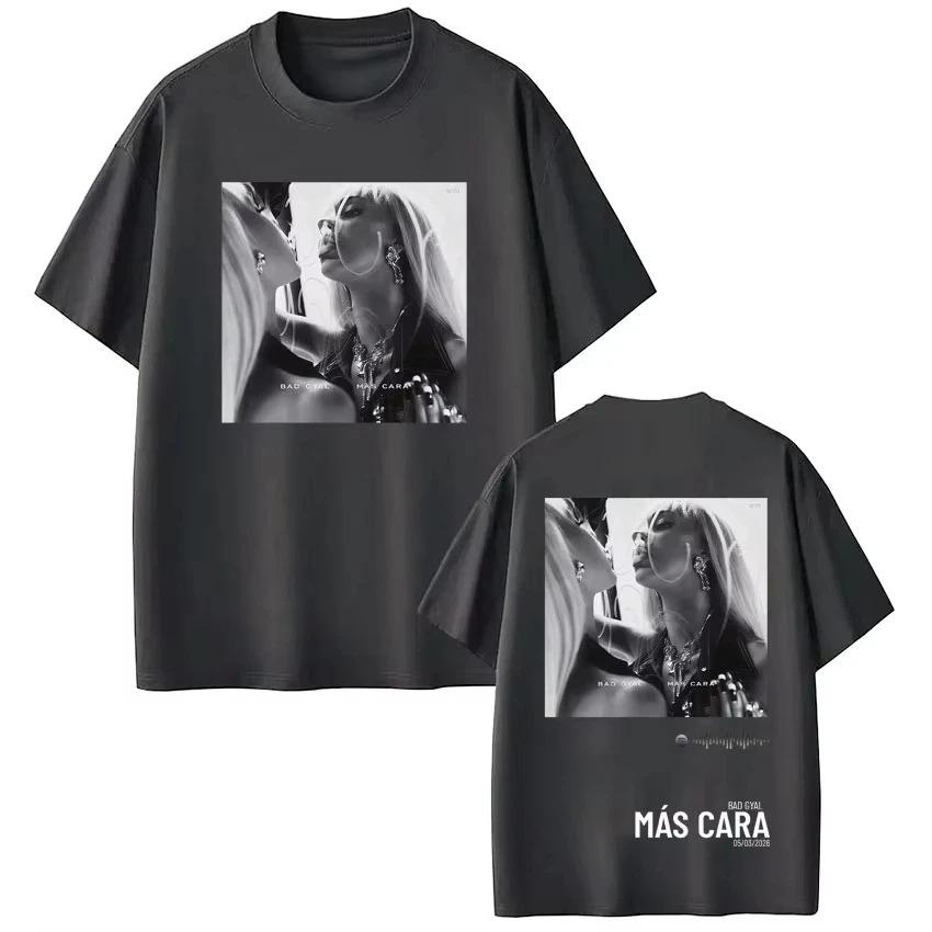 2026 Bad Gyal Mas Cara New Album Tour Print Tshirt Unisex Women Vintage Tshirt Summer Shortsleeved Tee Casual Fashion Tshirts