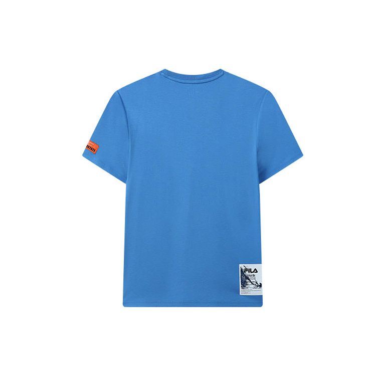 Fila Letter Print Round Neck Short Sleeve T-Shirt Men Tops Blue F11M128117FRB