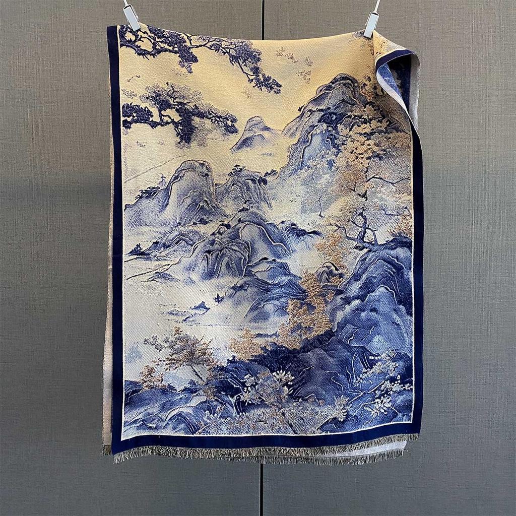 Thickened Warm Scarf For Women Retro Long Tassel Pashmina Shawl Faux Cashmere Warps Autumn Winter Floral High Quality Blanket