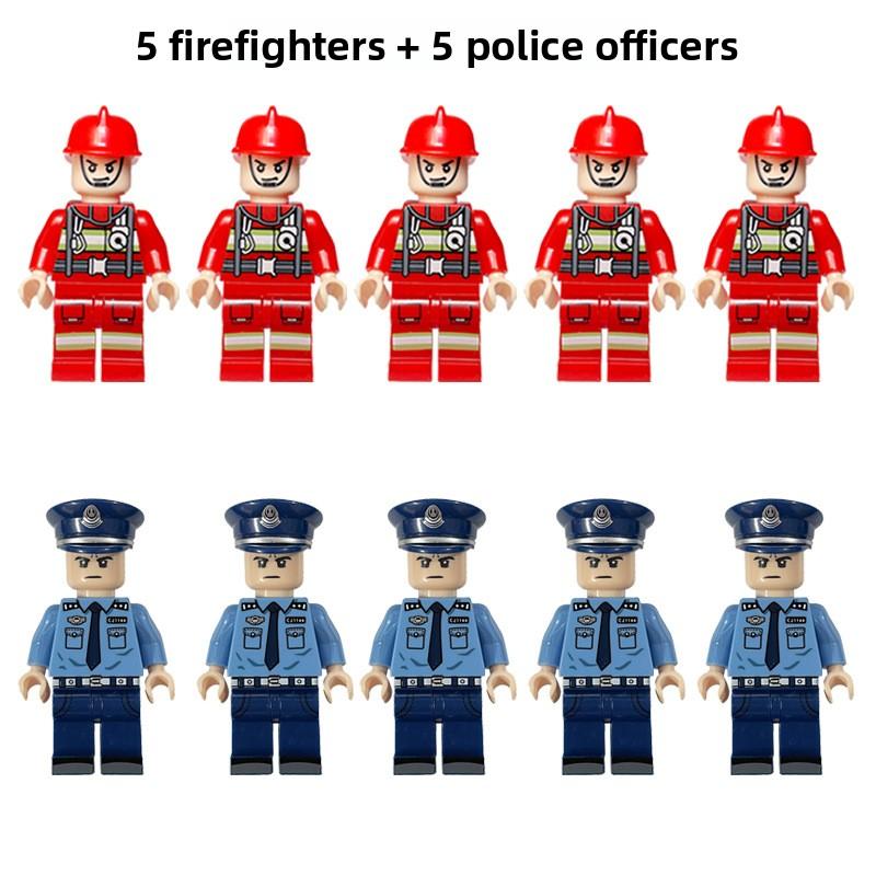Cross-border city professional engineer firefighter doll building block sale for foreign trade