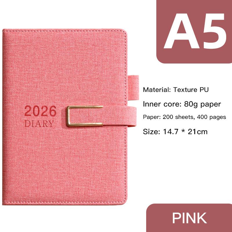 Custom 2026 A5 PU Leather Hardcover Journal Notebook Printed Planner Diary Weekly Monthly Schedule Personalizados for Business
