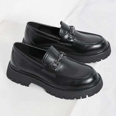 New Platform Shoes Leather Loafers Men Thick-soled Wedding Shoes Black Formal Business Shoes Man Slip-on Increase Casual Shoes