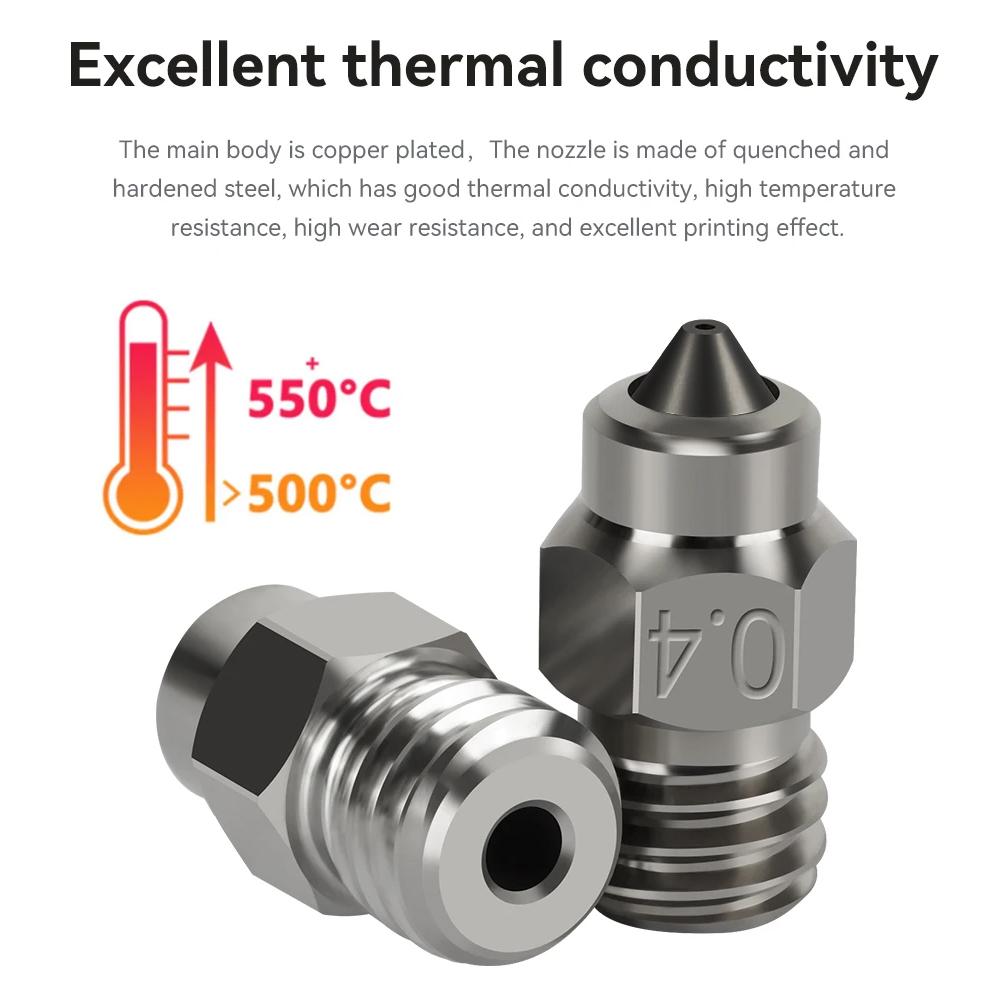 New MY Hardened Steel MK8 Nozzle For Creality CR6 SE Bimetal Nozzles DLC Hard Steel 3D Printer Nozzles For Ender 3 S1 5 Pro CR10