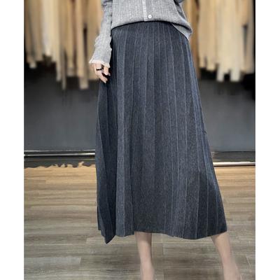 Worn Wool Large Skirt Pleated Skirt Knitted Skirt Spring and Autumn Loose Umbrella Skirt Versatile Slim Look