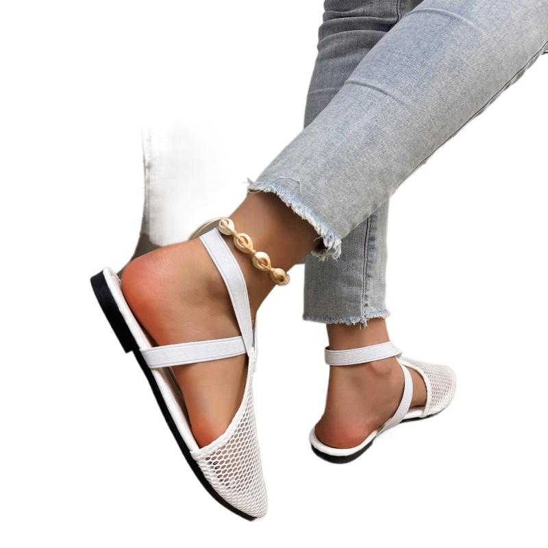 Fashion Plus Size 2025 Mesh Women's Closed Toe Sandals Summer Pointed Toe Slip On Flat with Sandals for Casual Daily Breathable Shoes