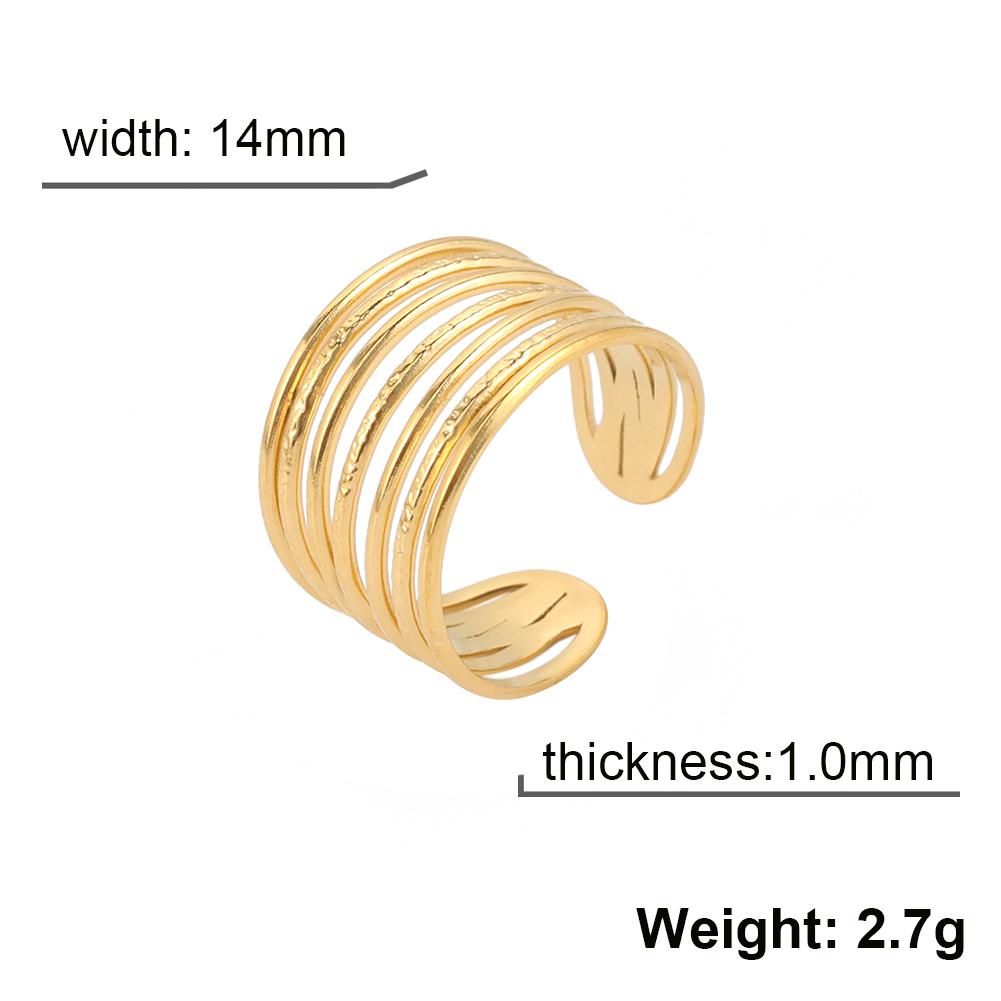 Wide Multi-Layer Open Rings for Women Stainless Steel Gold Finger Ring Minimalist Jewelry Gift