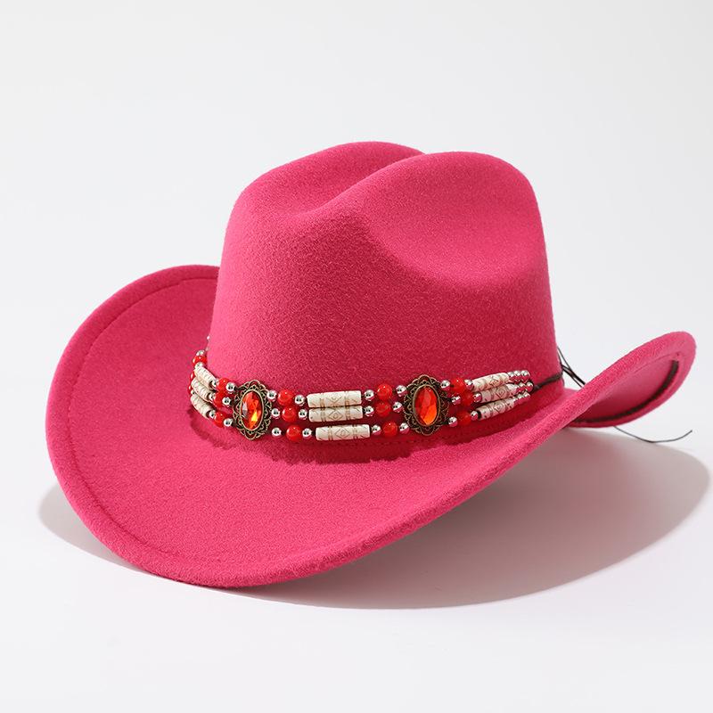 European, American and Western cowboy hats, fashionable and simple woolen top hats, retro chains, ethnic style men's and women's jazz hats