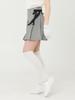 Do You Know Mc High-Waisted Classic Check Pleated Skirt With Pearl Ribbon Embellishment